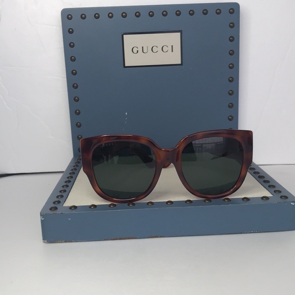 New  - GUCCI Brown Tortoise Shell Acetate Oversized Frame  GG0142SA - Picture 10 of 17